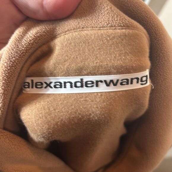 Alexander wang women’s small mid length fleece shacket teddy brown flag tag - Picture 12 of 14